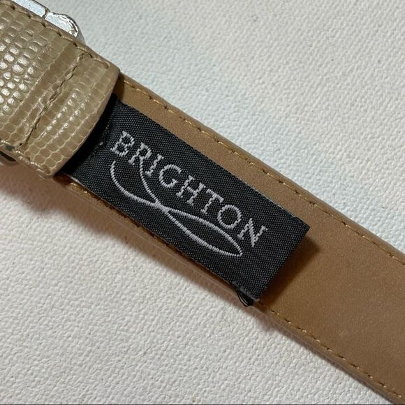 Brighton tan Crocodile belt with silver buckle ML 32 - Picture 4 of 6